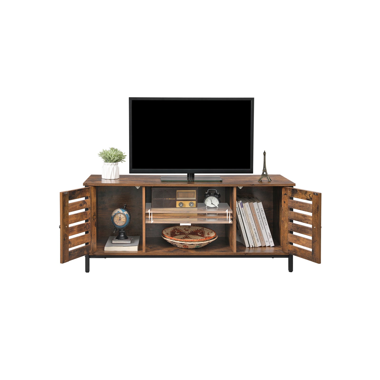 TV-Lowboard mit 2 Schränken und 2 Regalebenen