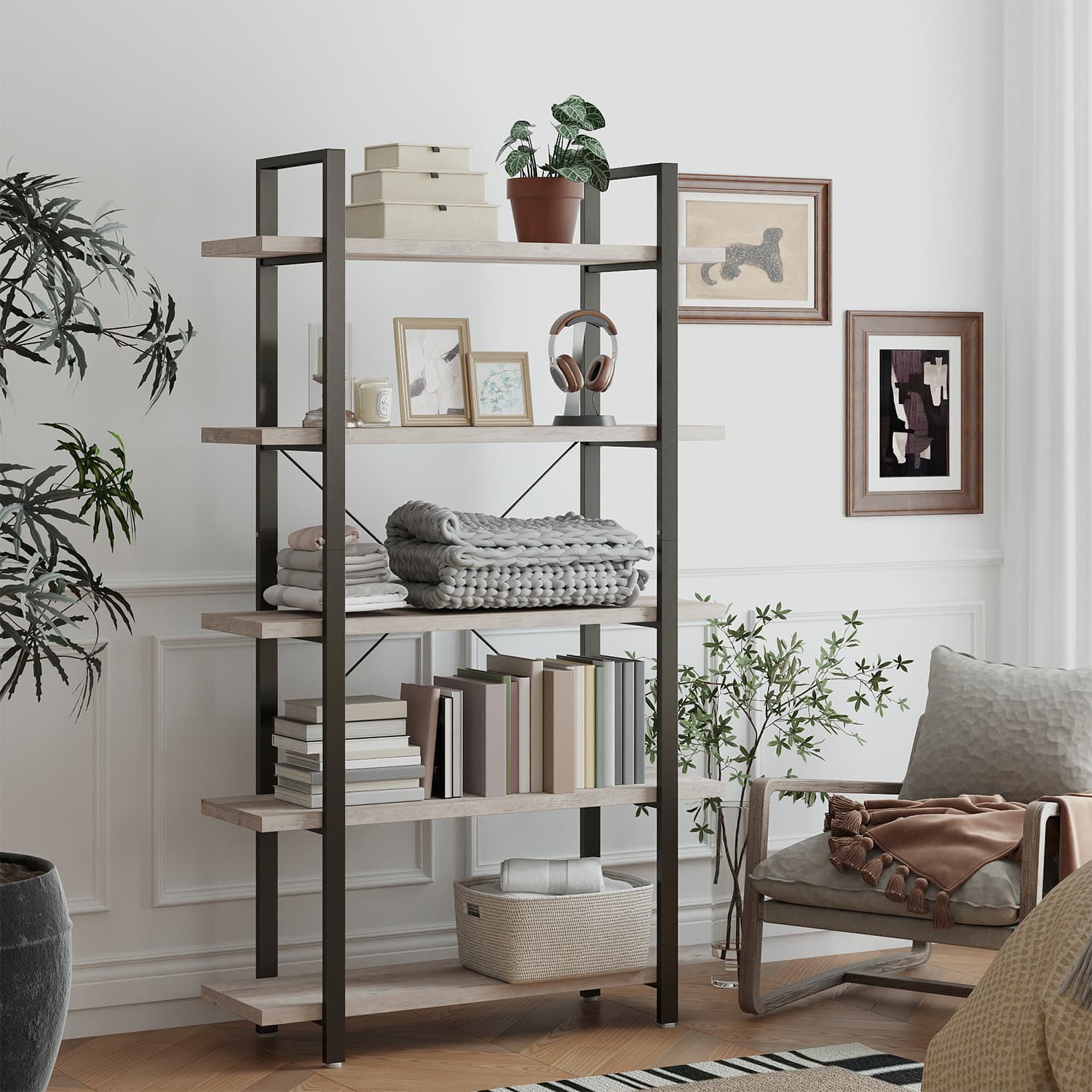 Bücherregal, Standregal mit 5 Ebenen, Regal