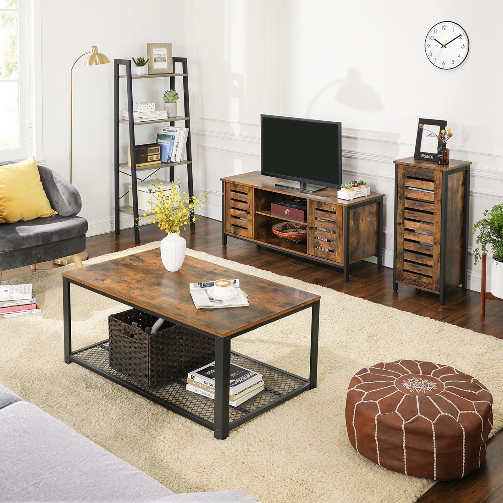 TV-Lowboard mit 2 Schränken und 2 Regalebenen
