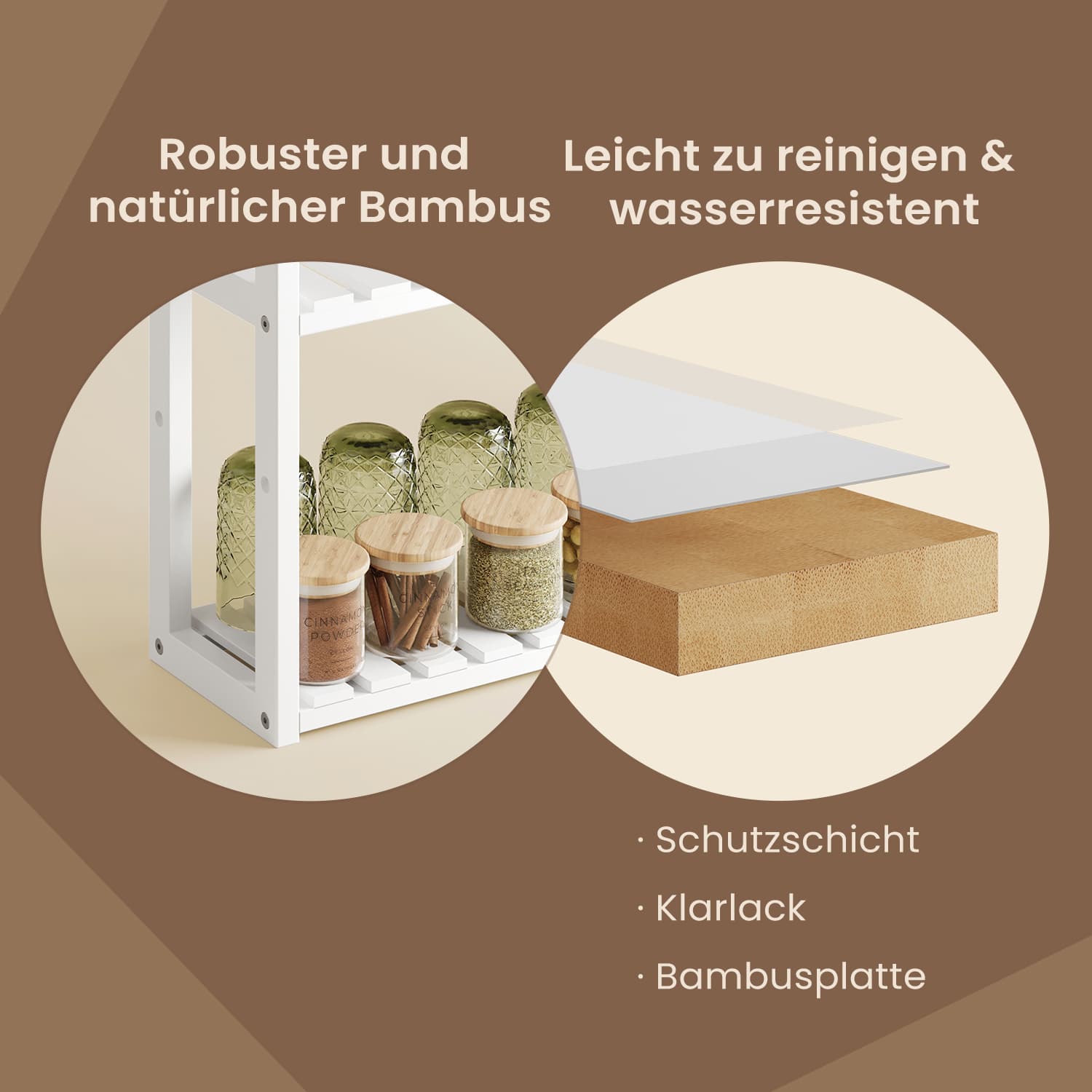 Badregal, Badezimmerregal, Pflanzenregal mit 3 verstellbaren Ablagen