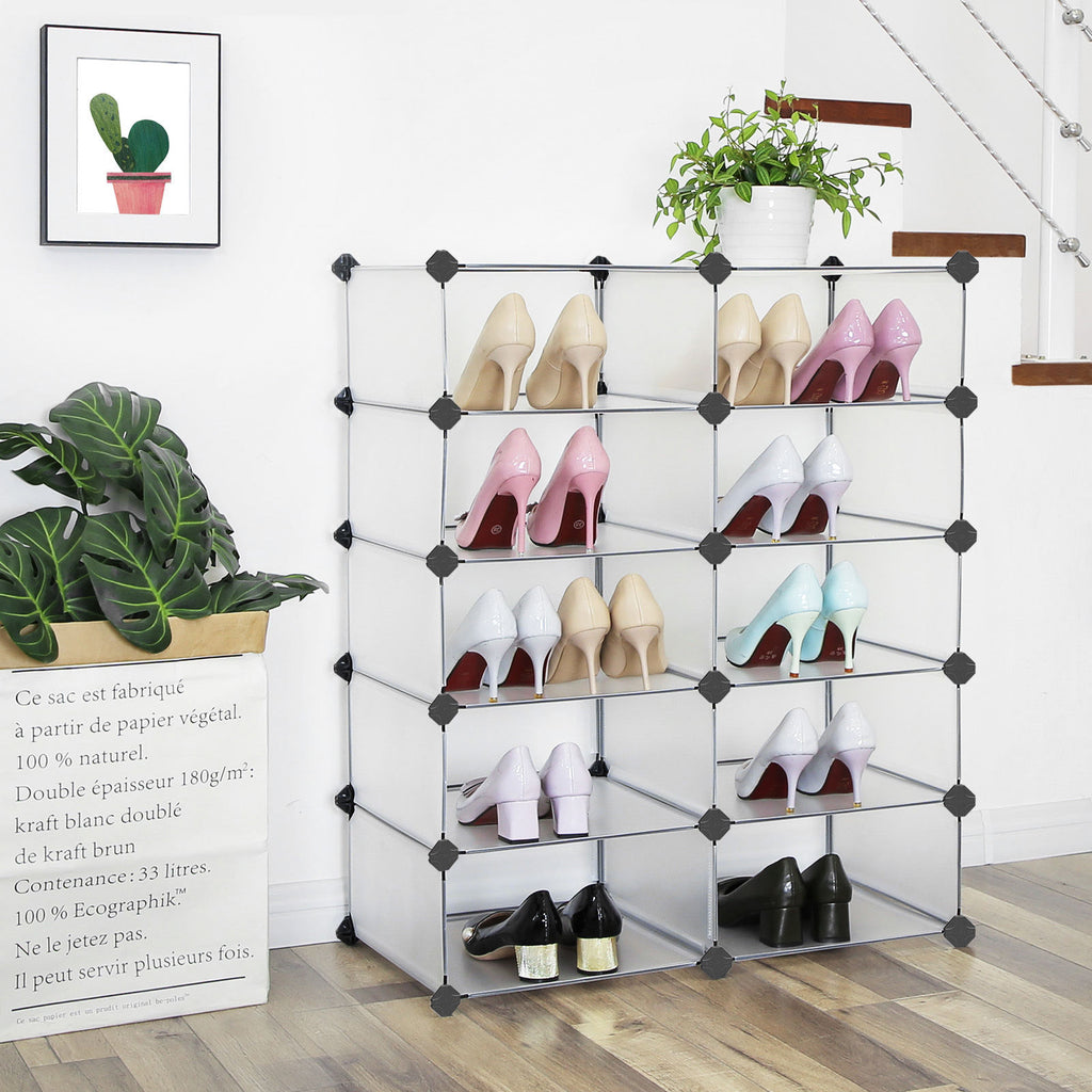 Schuhschrank Schmall halbtransparent Weiß