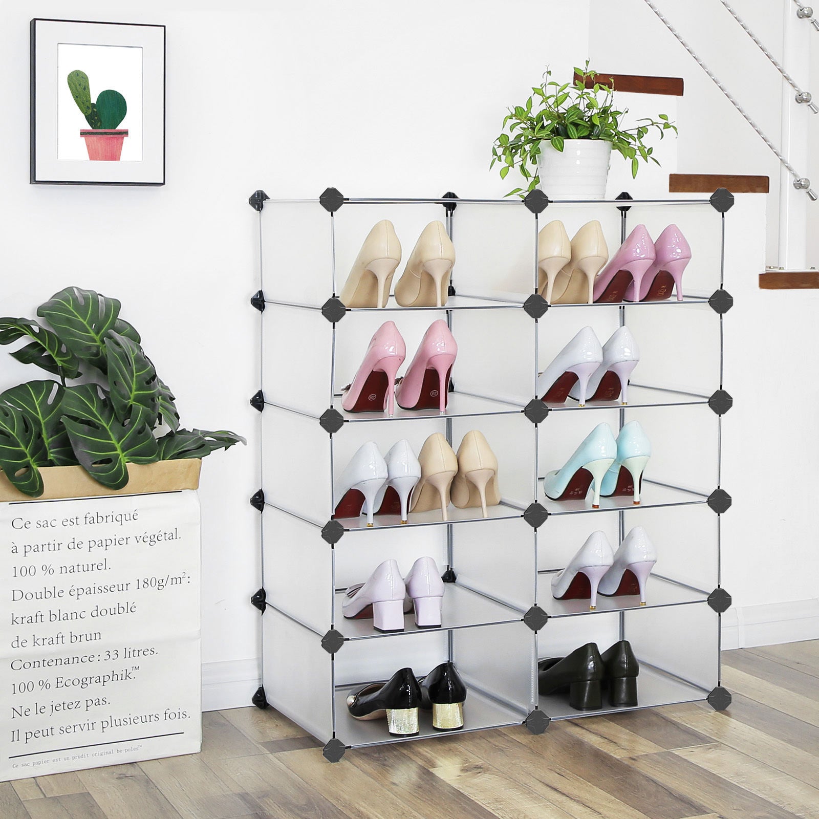 Schuhschrank Schmall halbtransparent Weiß