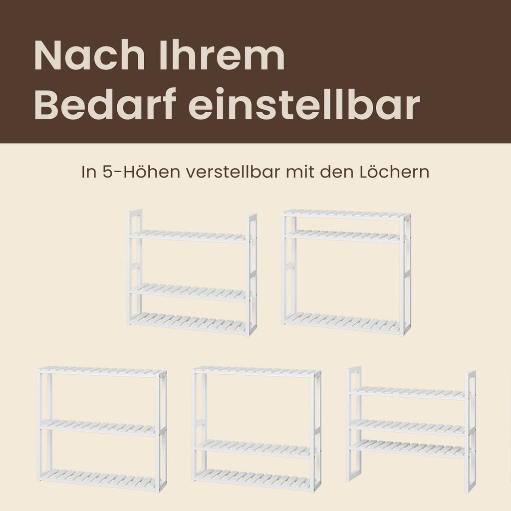 Badregal, Badezimmerregal, Pflanzenregal mit 3 verstellbaren Ablagen