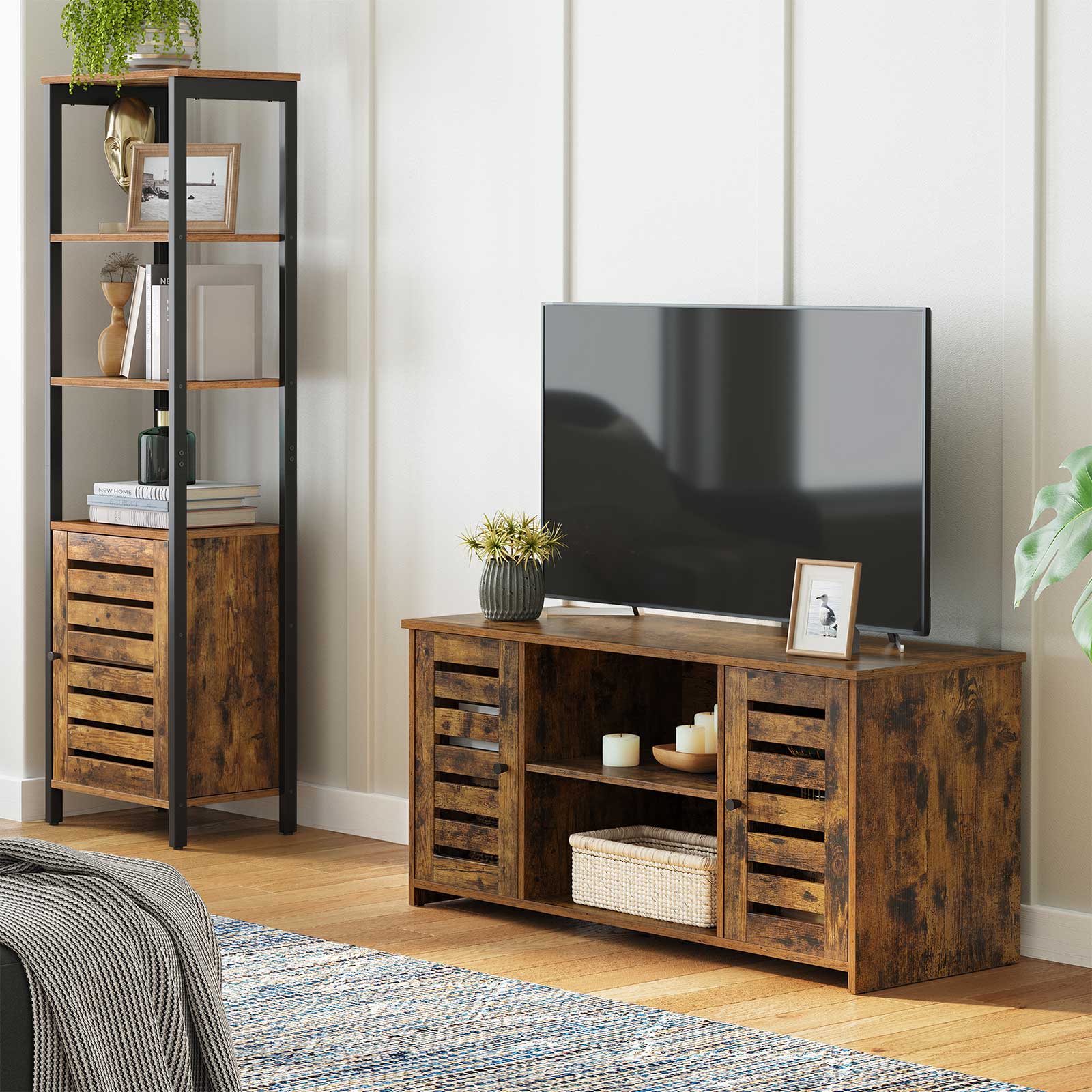 TV-Schrank mit Lamellentüren Vintagebraun