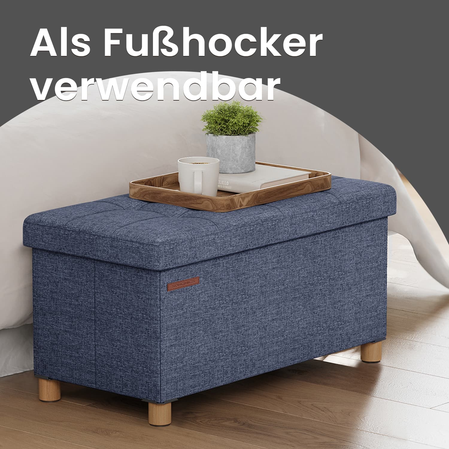 Sitzhocker mit Stauraum, klappbare Sitzbank mit Beinen, Aufbewahrungsbox