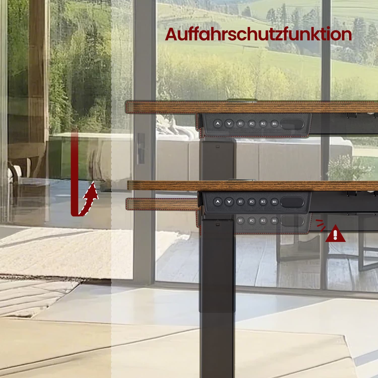 Höhenverstellbarer Schreibtisch elektrisch pastellgelb-basisweiß