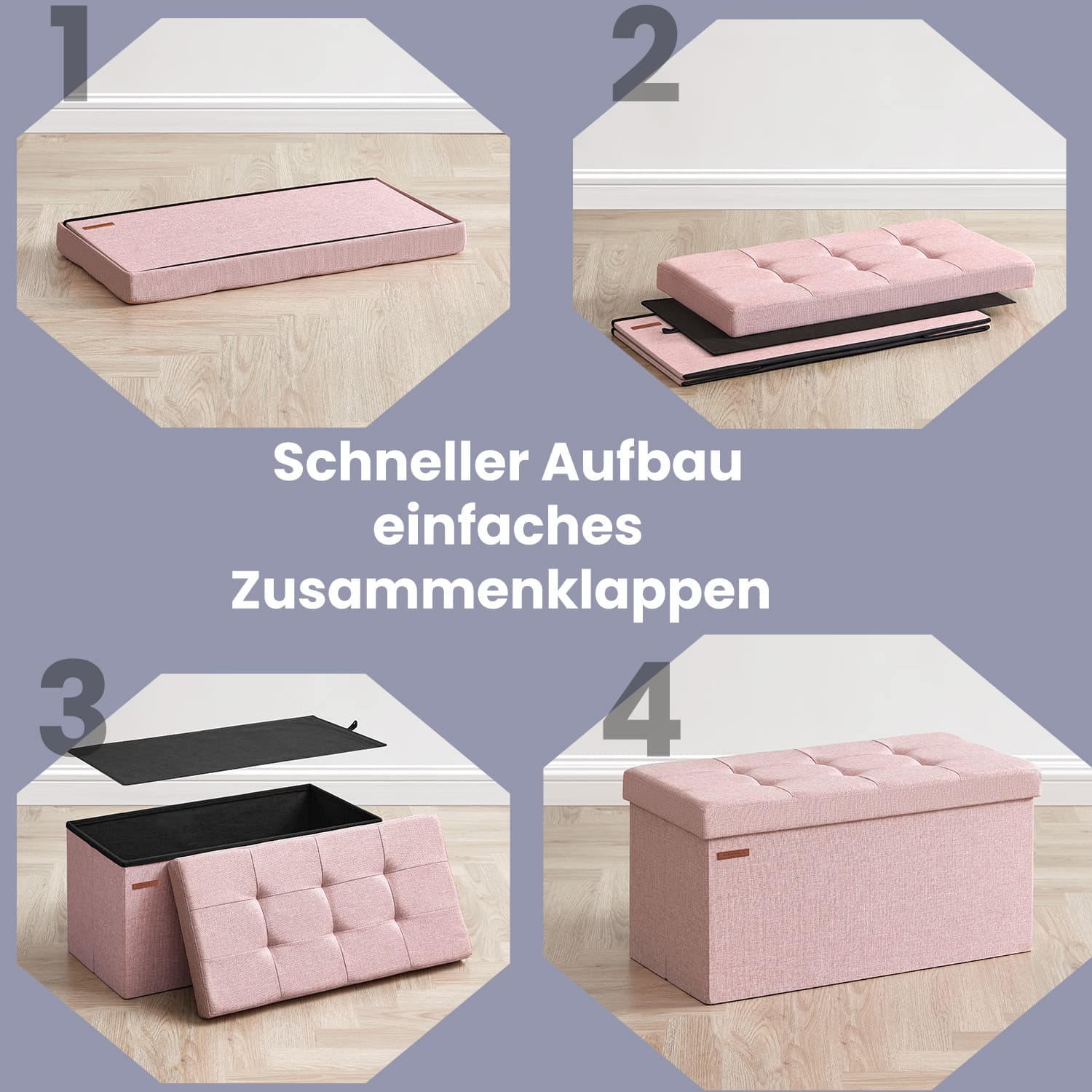 Sitzbank mit Stauraum, 38 x 76 x 38 cm, Sitztruhe, Bettbank