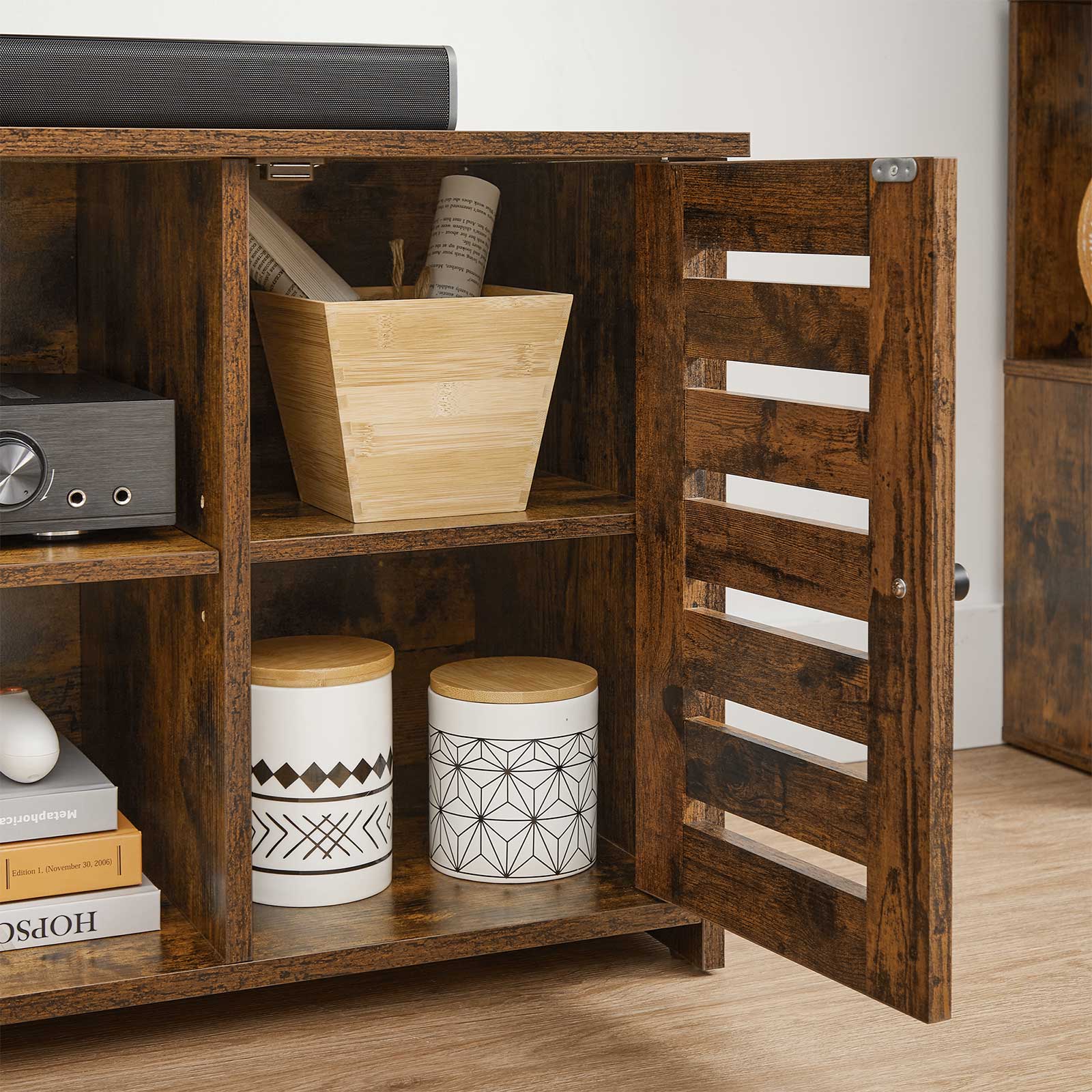 TV-Schrank mit Lamellentüren Vintagebraun