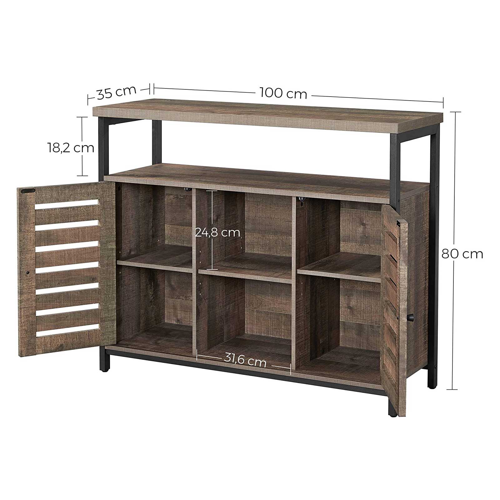 Küchenschrank mit offenen Regalfächern