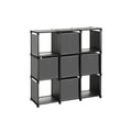 Würfelregal mit 5 Stoffboxen Schwarz