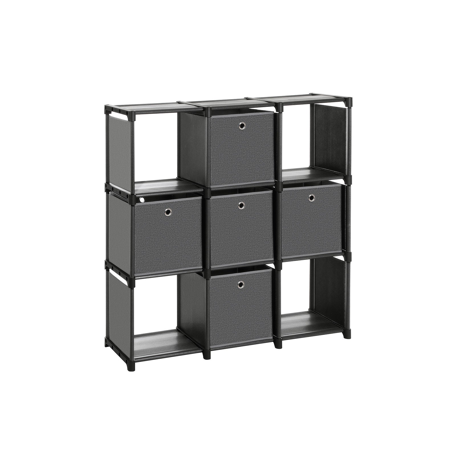 Würfelregal mit 5 Stoffboxen Schwarz