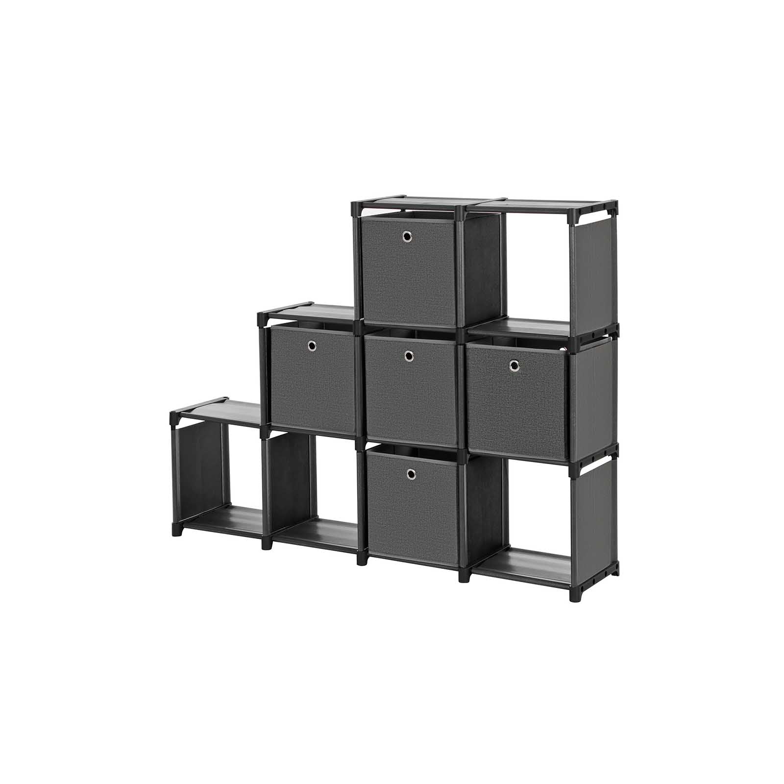 Würfelregal mit 5 Stoffboxen Schwarz