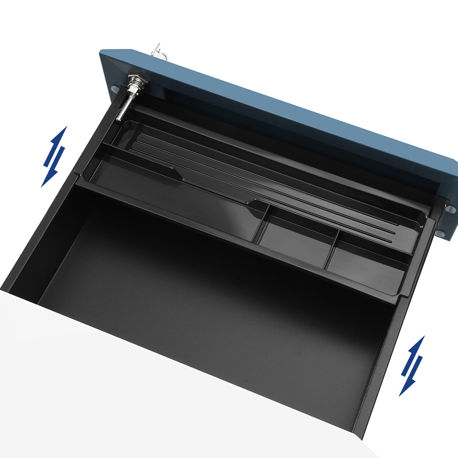 Abschließbarer Aktenschrank Weiß-Blau