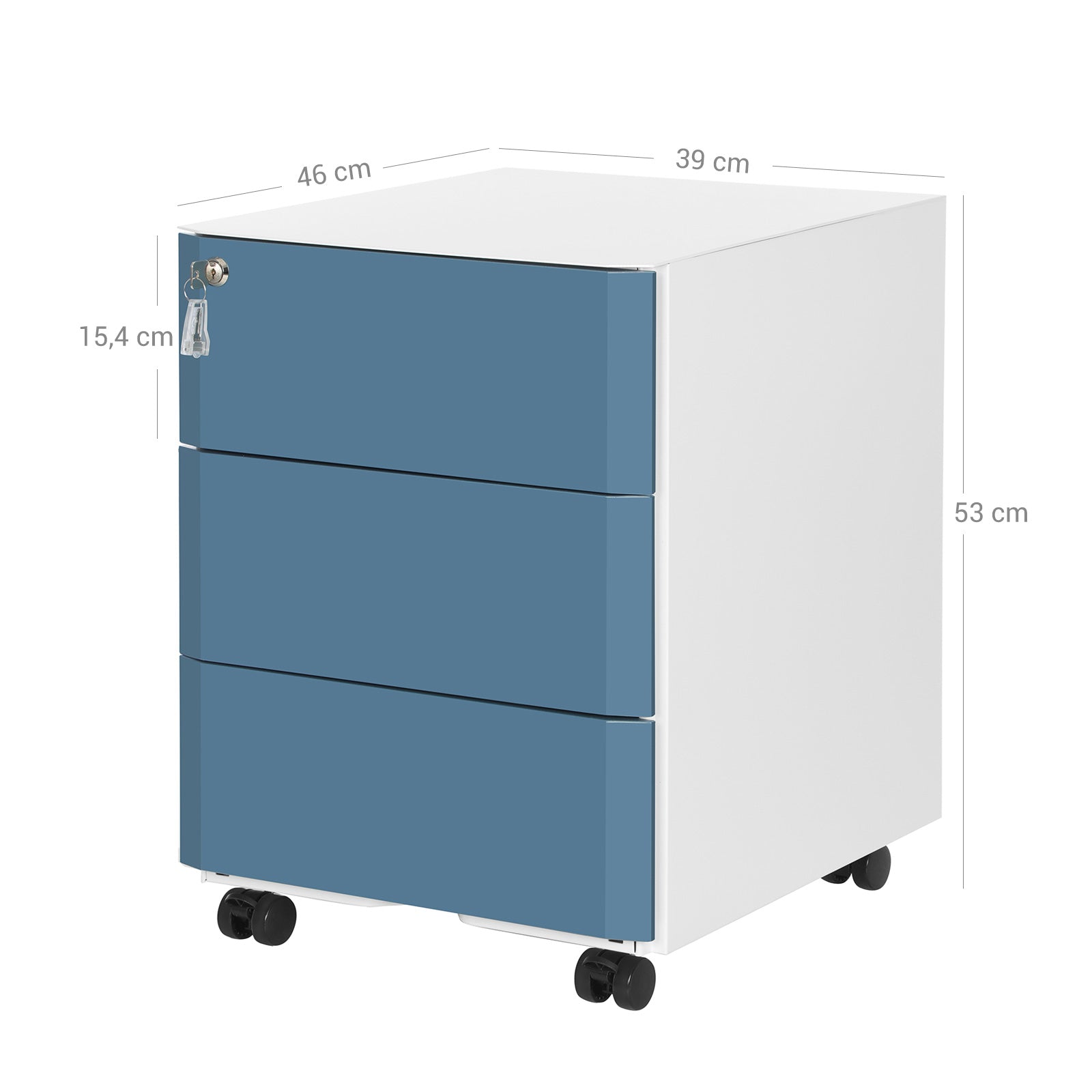 Abschließbarer Aktenschrank Weiß-Blau