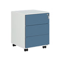 Abschließbarer Rollcontainer Weiß-Blau