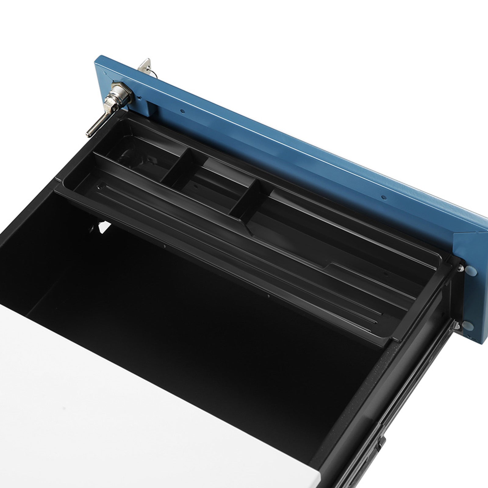 Abschließbarer Rollcontainer Weiß-Blau
