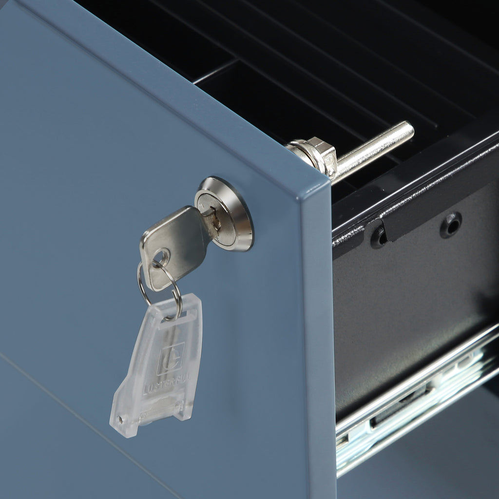 Abschließbarer Rollcontainer Weiß-Blau