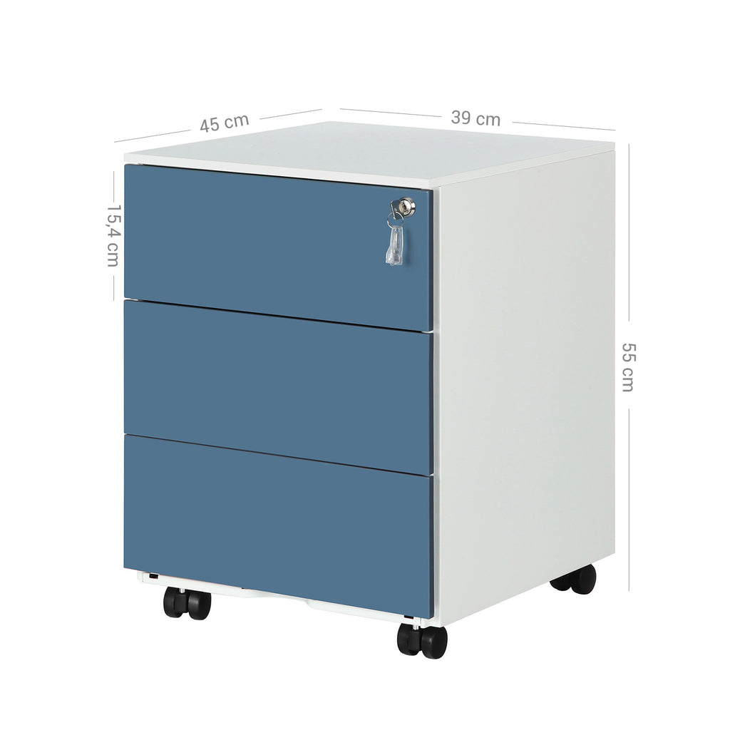 Abschließbarer Rollcontainer Weiß-Blau