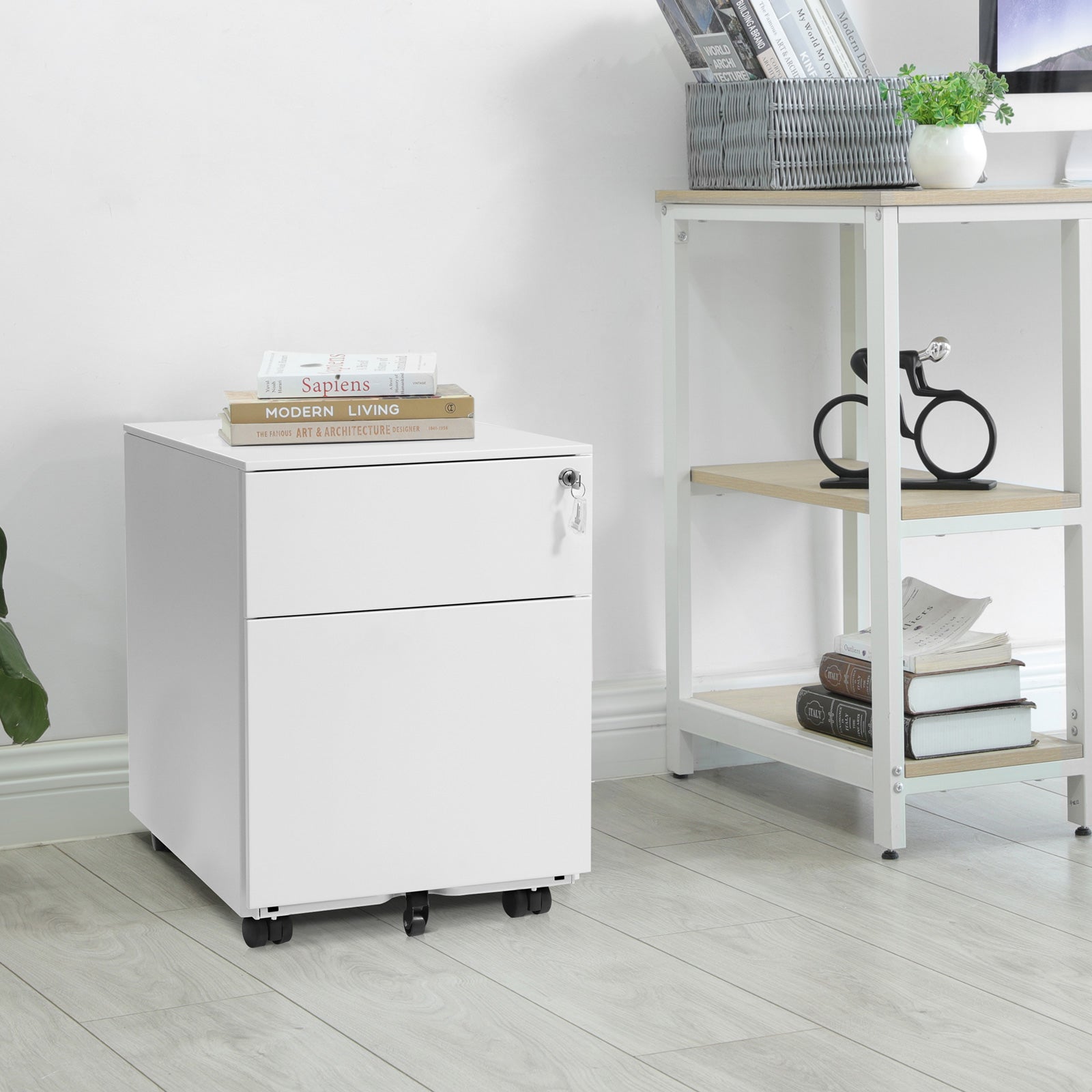 Abschließbarer Rollcontainer Weiß