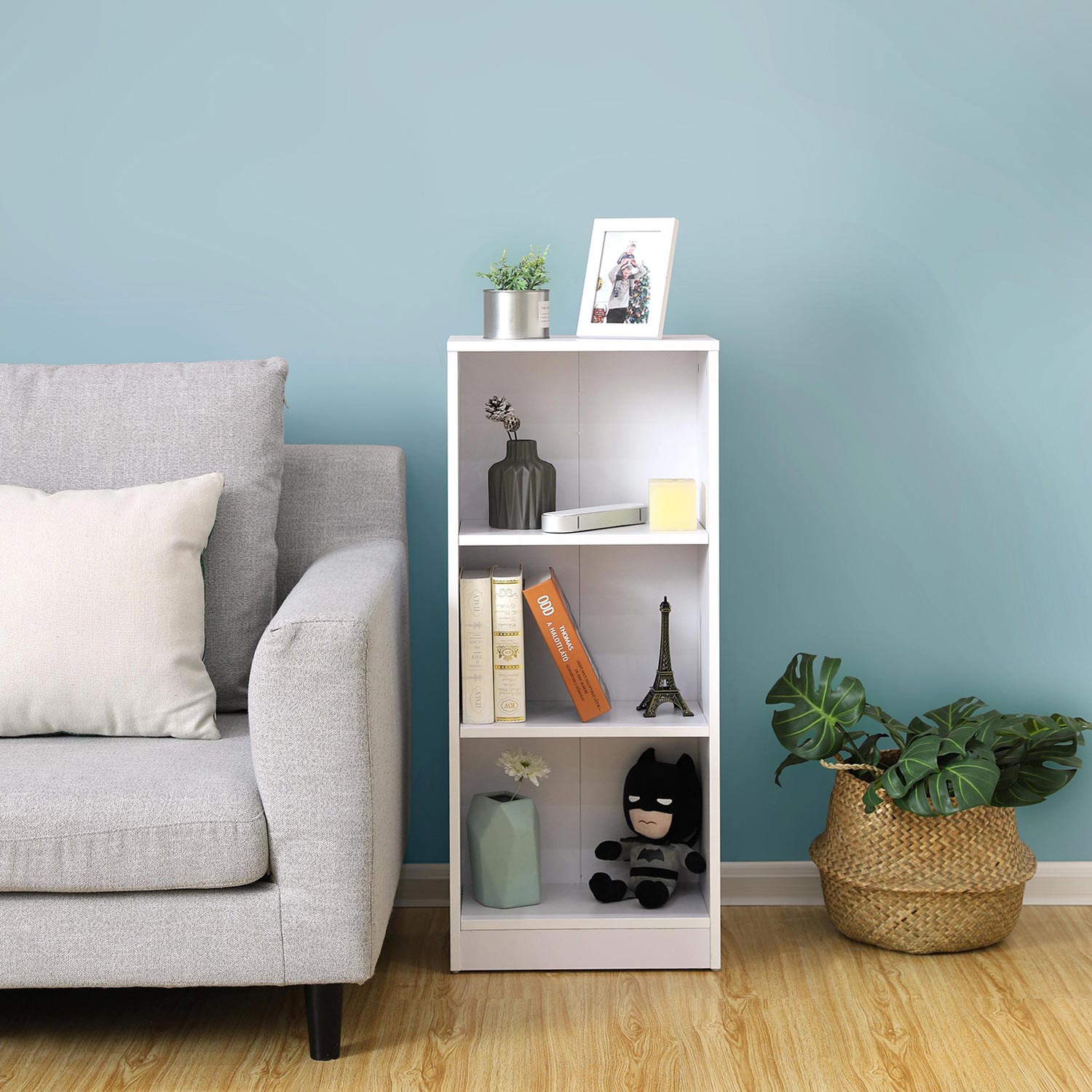 Schlichtes Bücherregal 3 Fächer Weiß