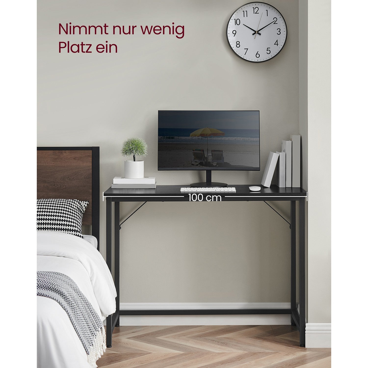 Kleiner Computertisch greige-schwarz