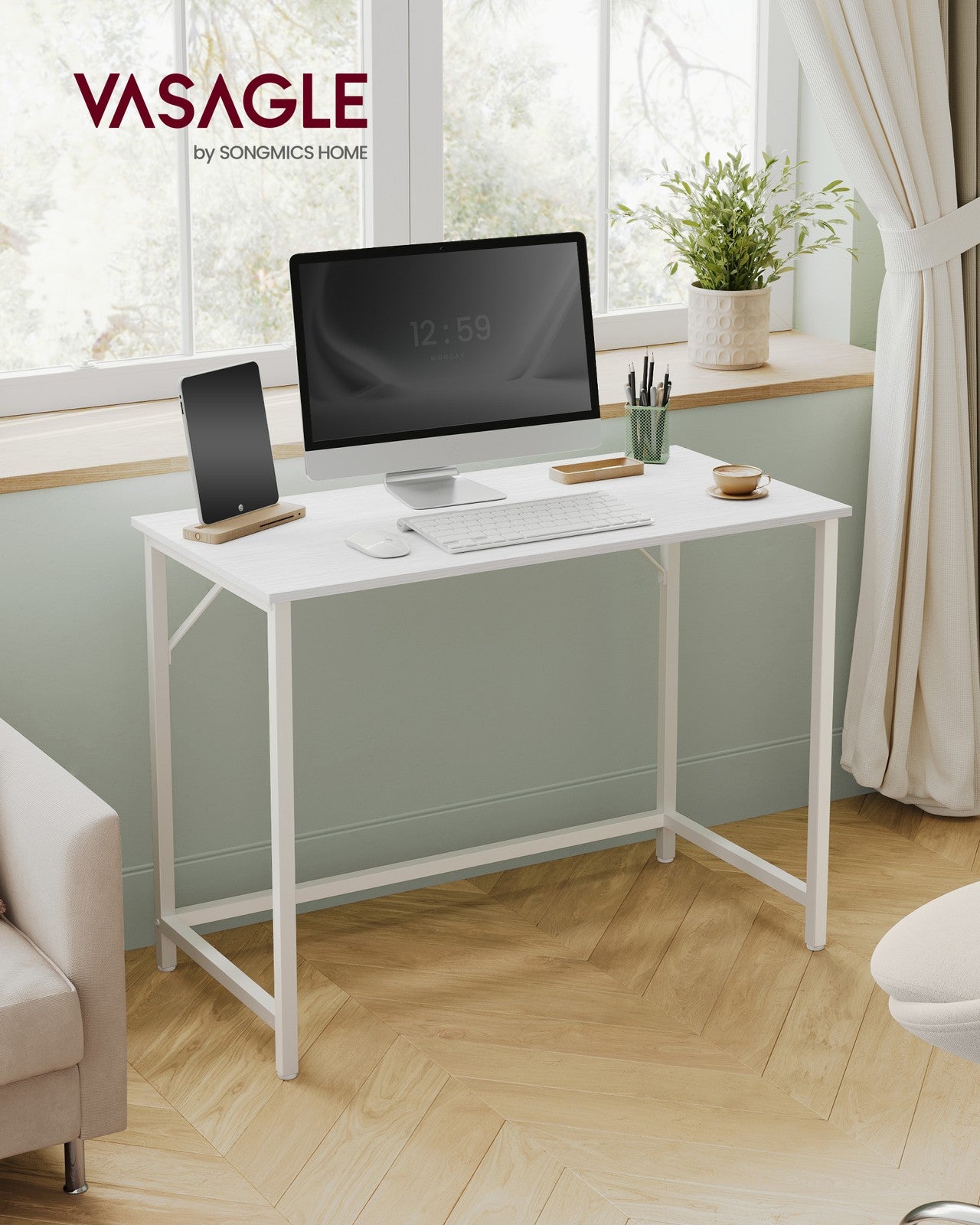 Schreibtisch Bürotisch Industrie-Design greige-schwarz