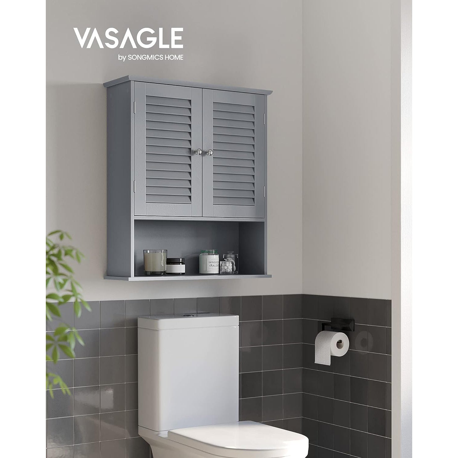 Badezimmerschrank mit verstellbarem Einlegeboden und Lamellentüren