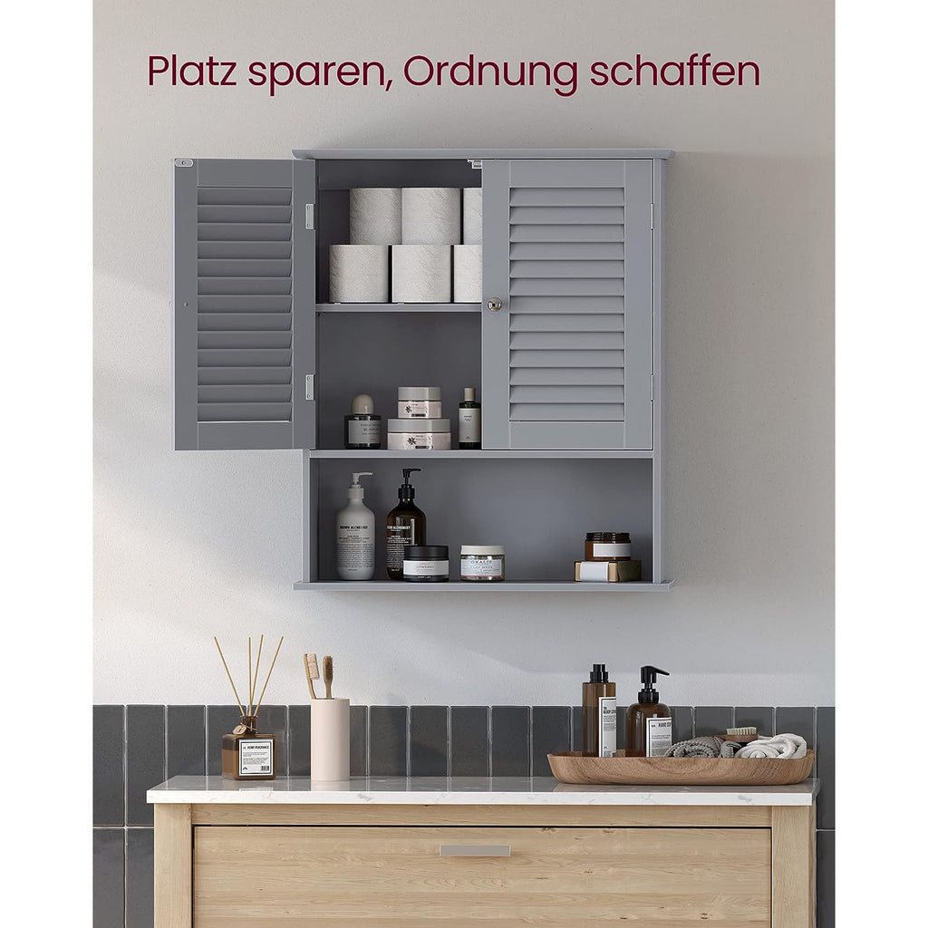 Badezimmerschrank mit verstellbarem Einlegeboden und Lamellentüren