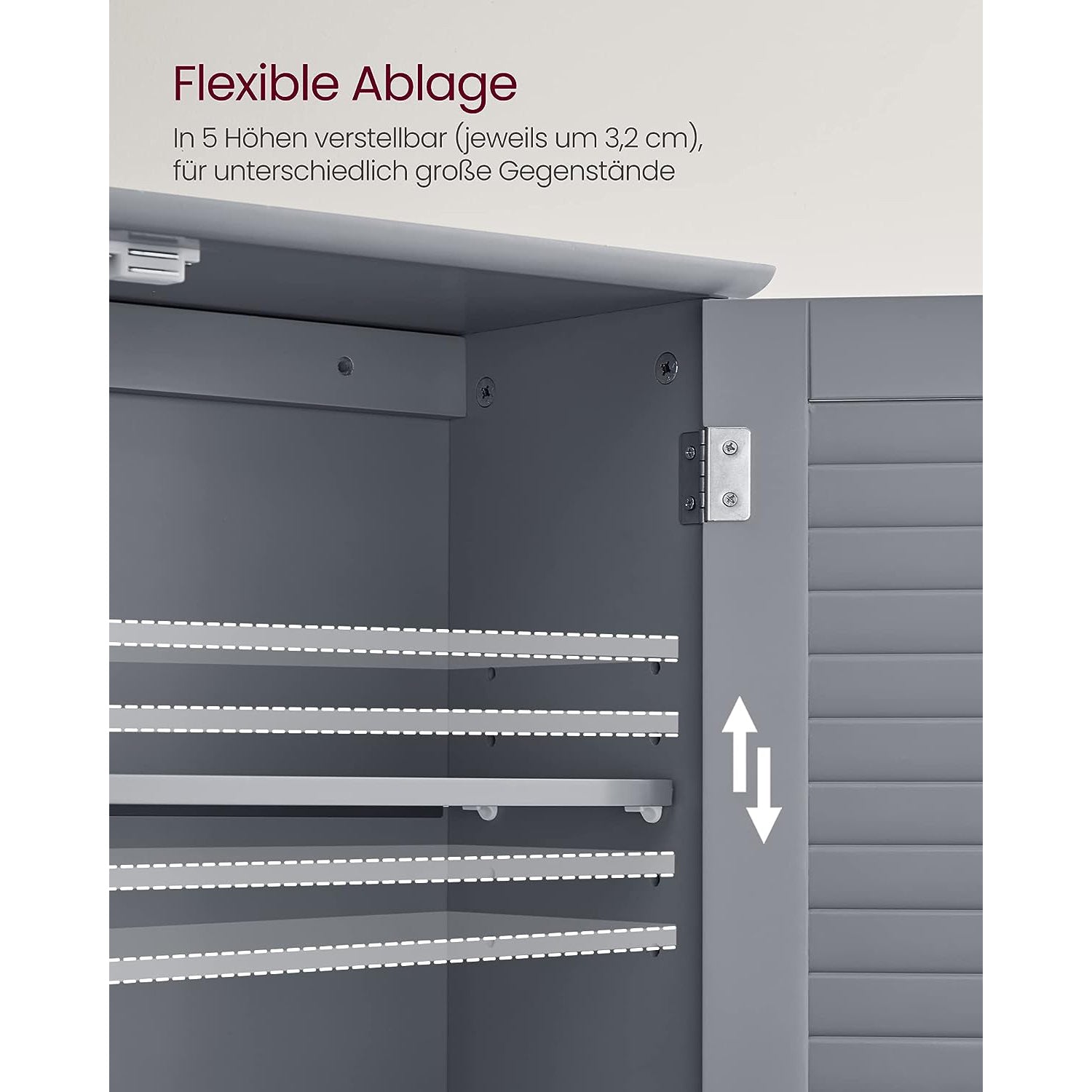 Badezimmerschrank mit verstellbarem Einlegeboden und Lamellentüren