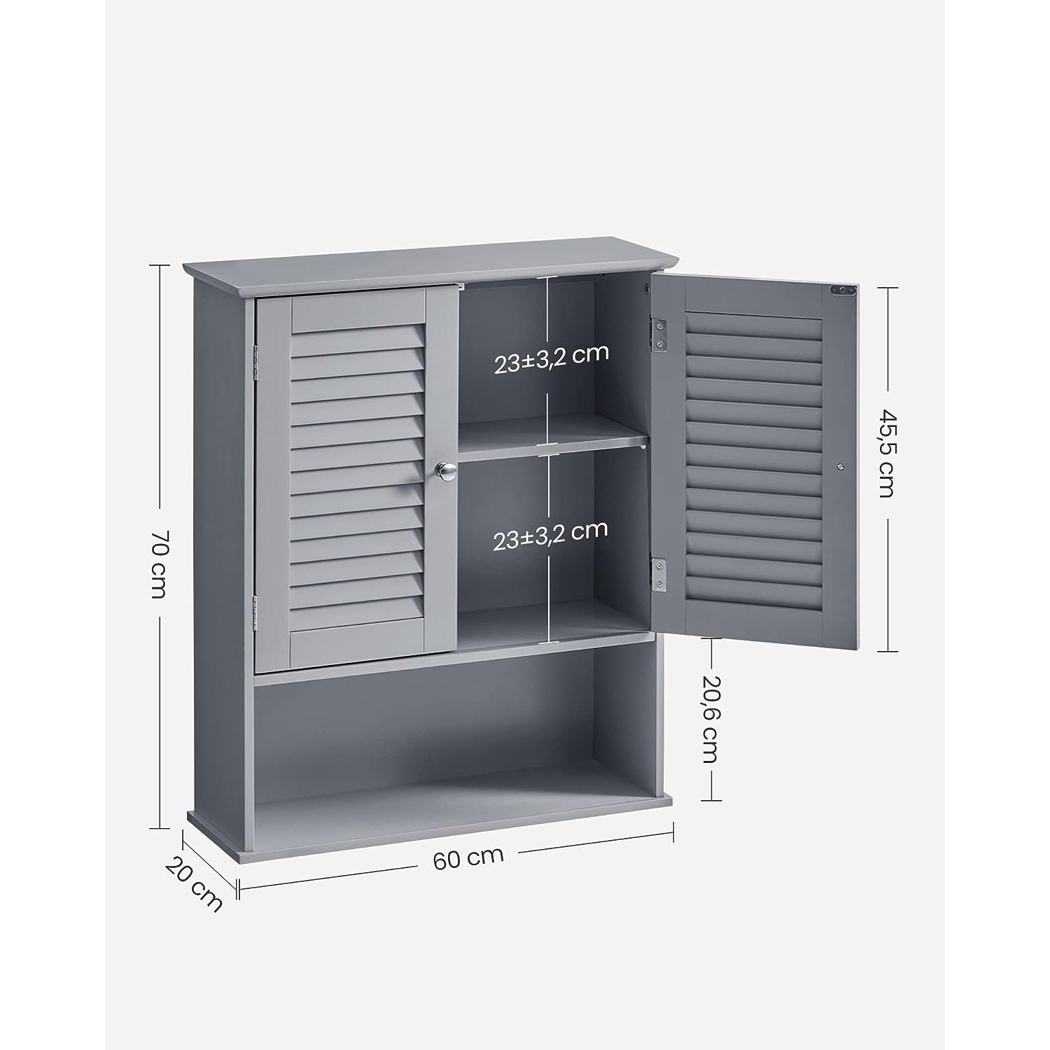 Badezimmerschrank mit verstellbarem Einlegeboden und Lamellentüren
