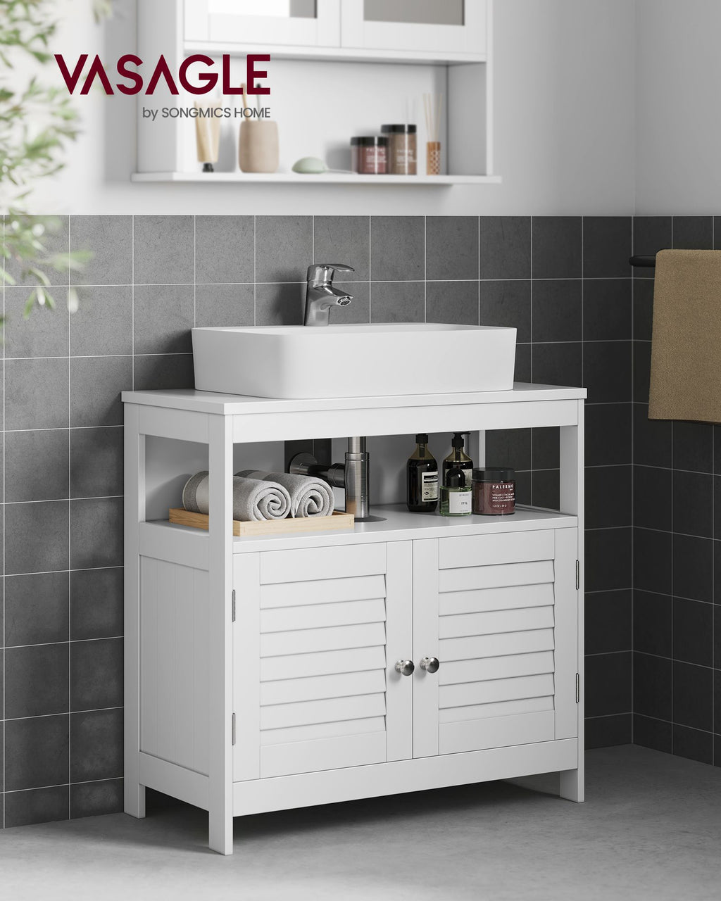 Waschbeckenschrank mit Lamellentüren
