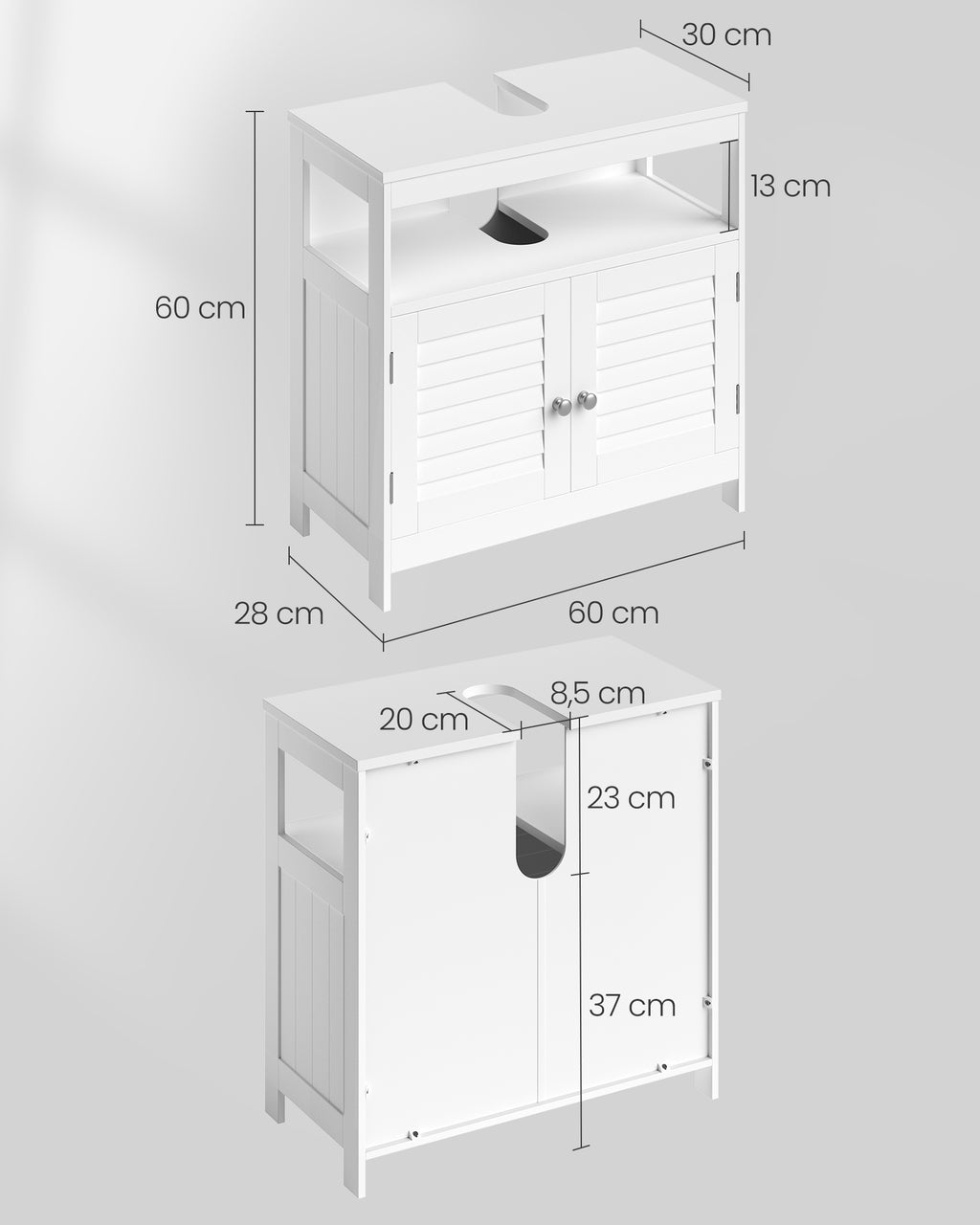 Waschbeckenschrank mit Lamellentüren