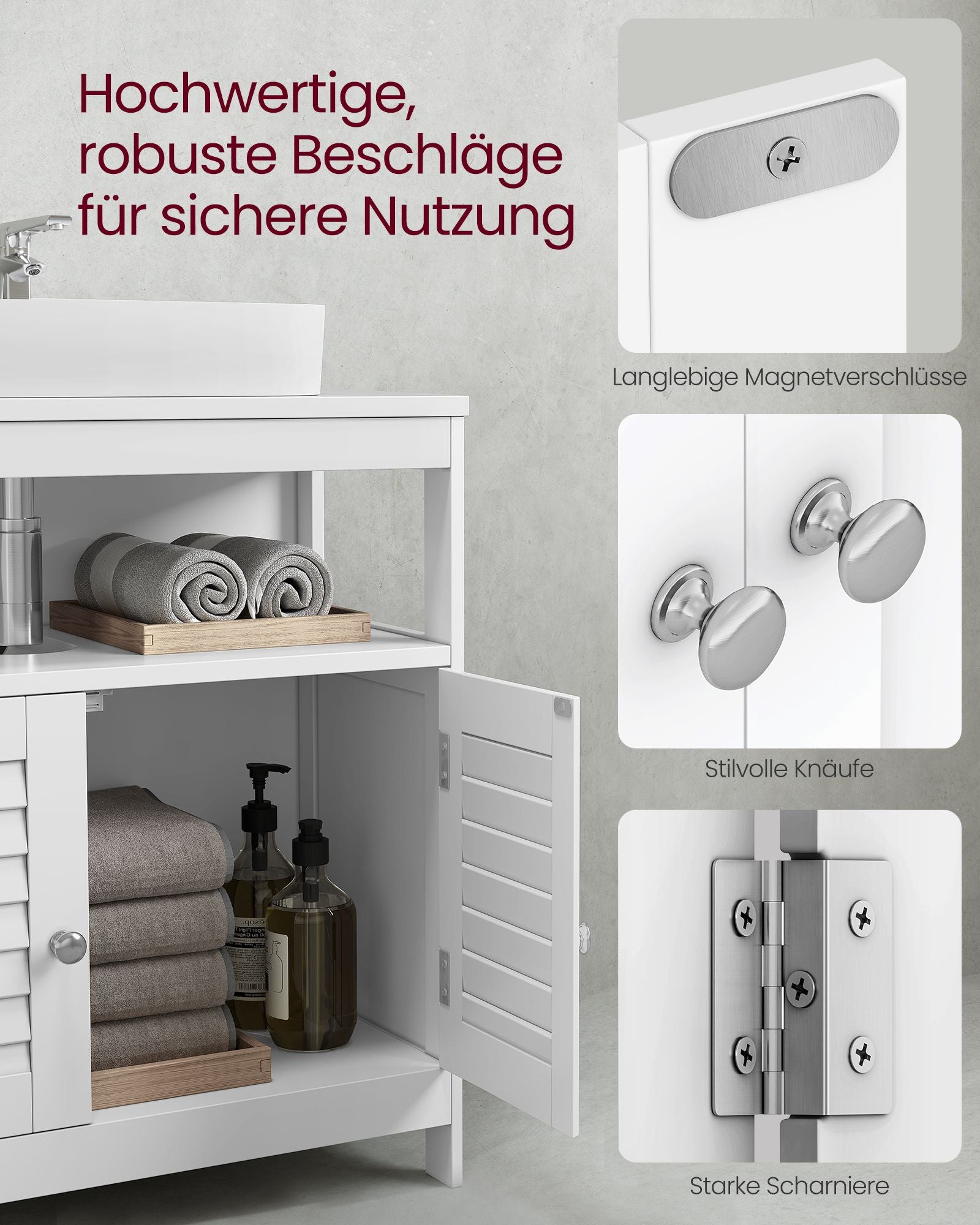 Waschbeckenschrank mit Lamellentüren