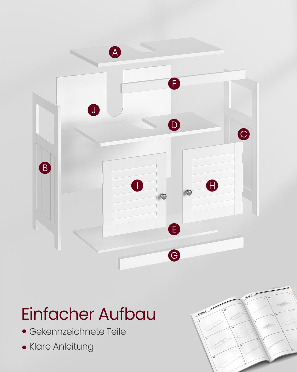 Waschbeckenschrank mit Lamellentüren