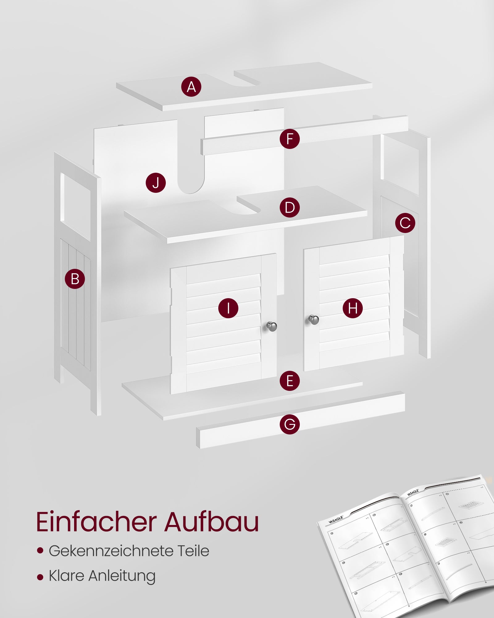 Waschbeckenschrank mit Lamellentüren