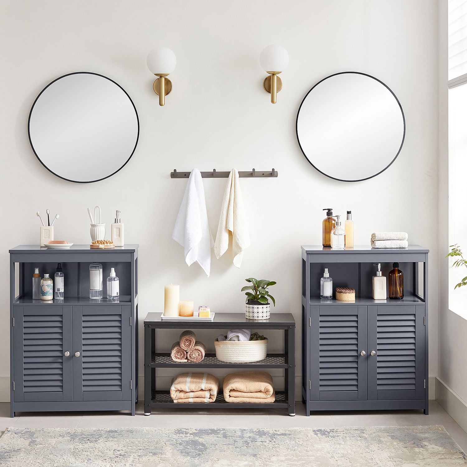 Badezimmerschrank 30 x 60 x 80 cm grau