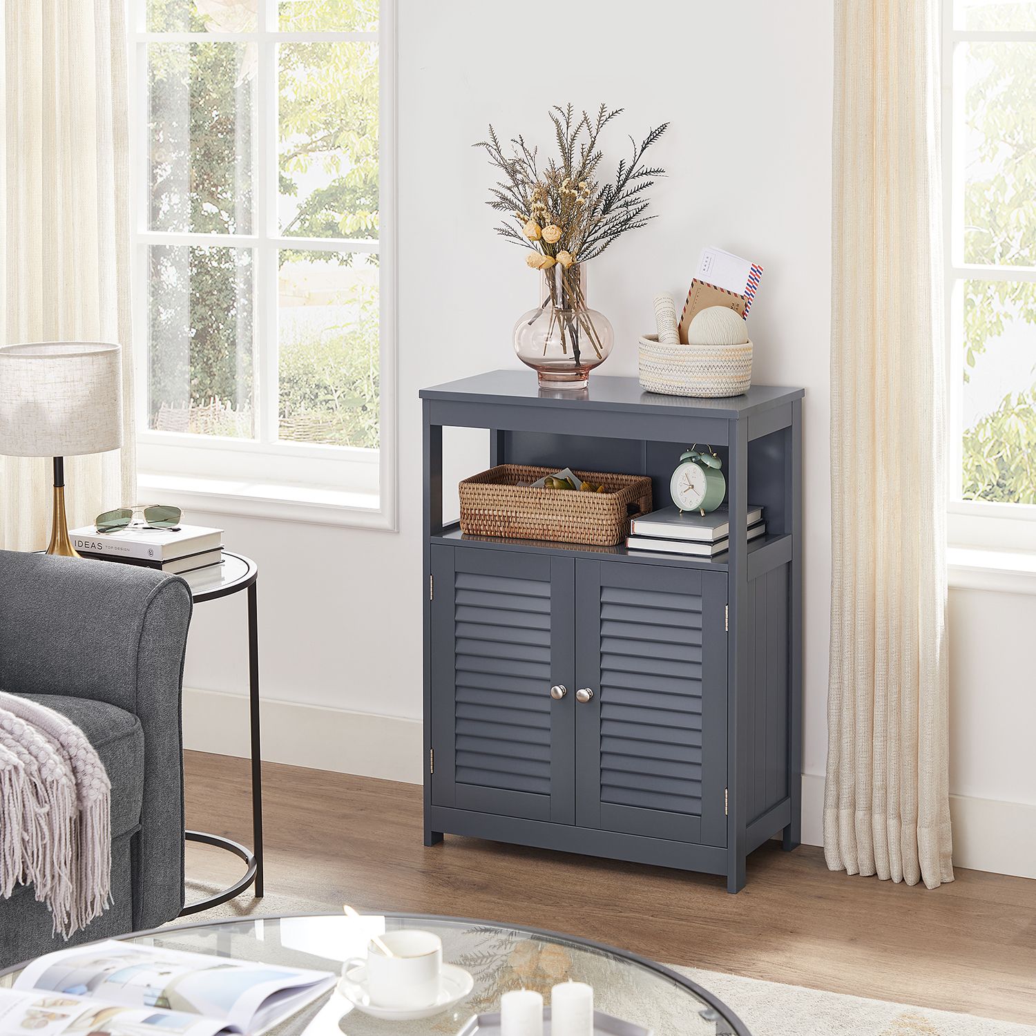 Badezimmerschrank 30 x 60 x 80 cm grau