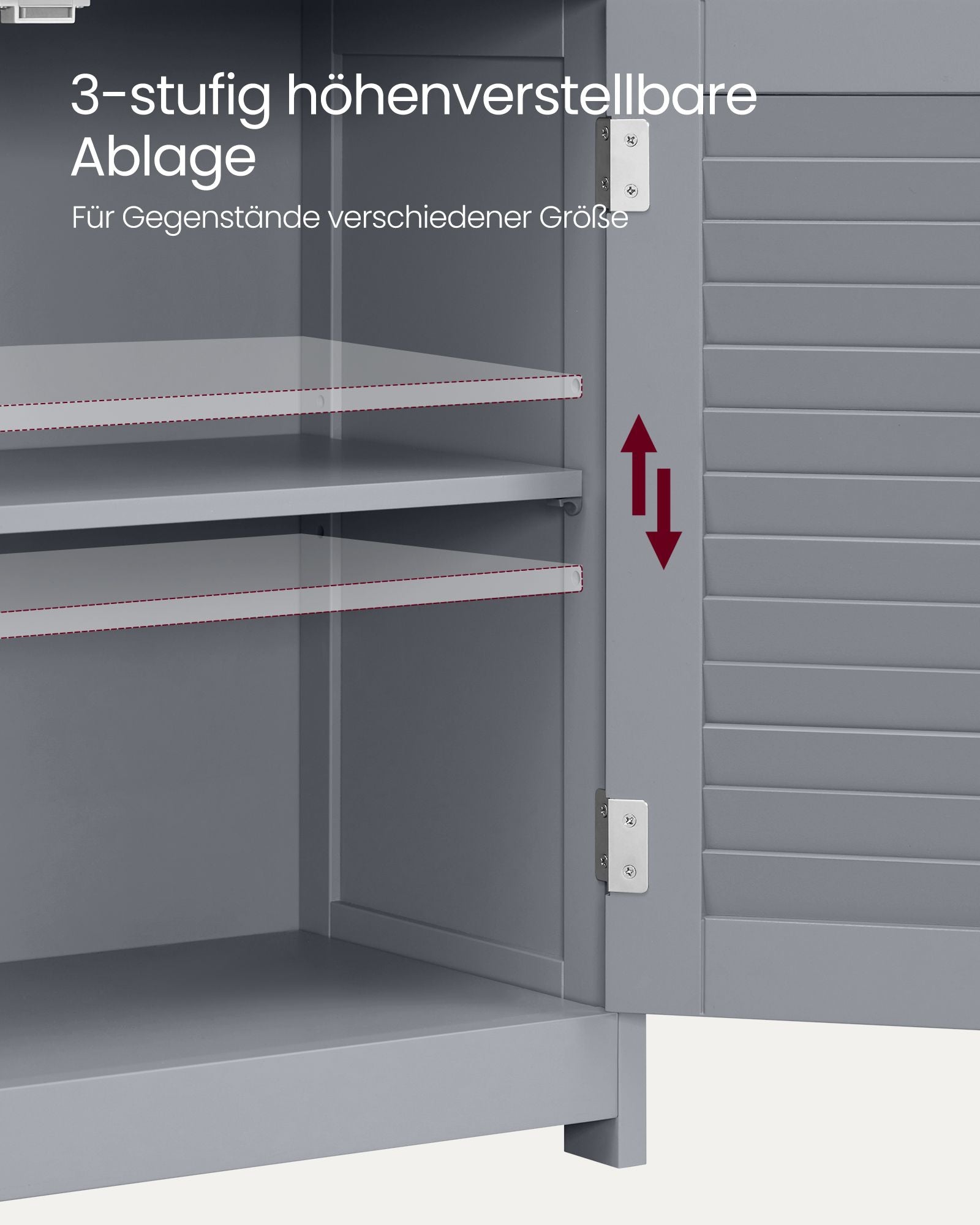 Badezimmerschrank mit offenem Fach und 2 Türen