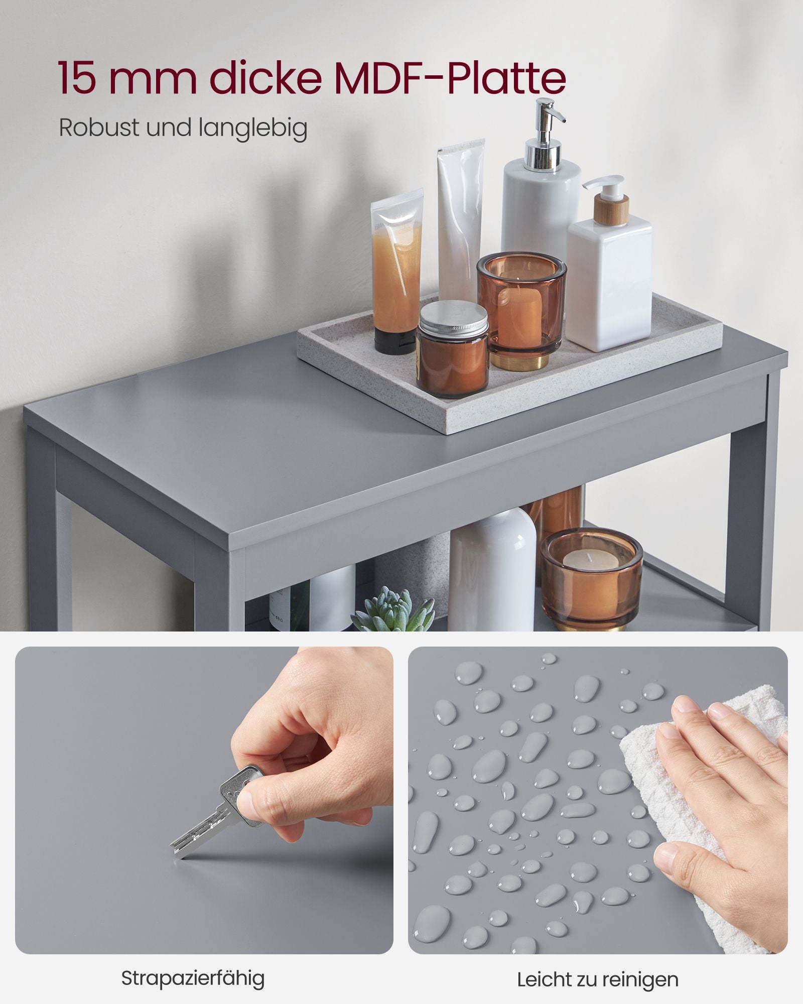 Badezimmerschrank mit offenem Fach und 2 Türen