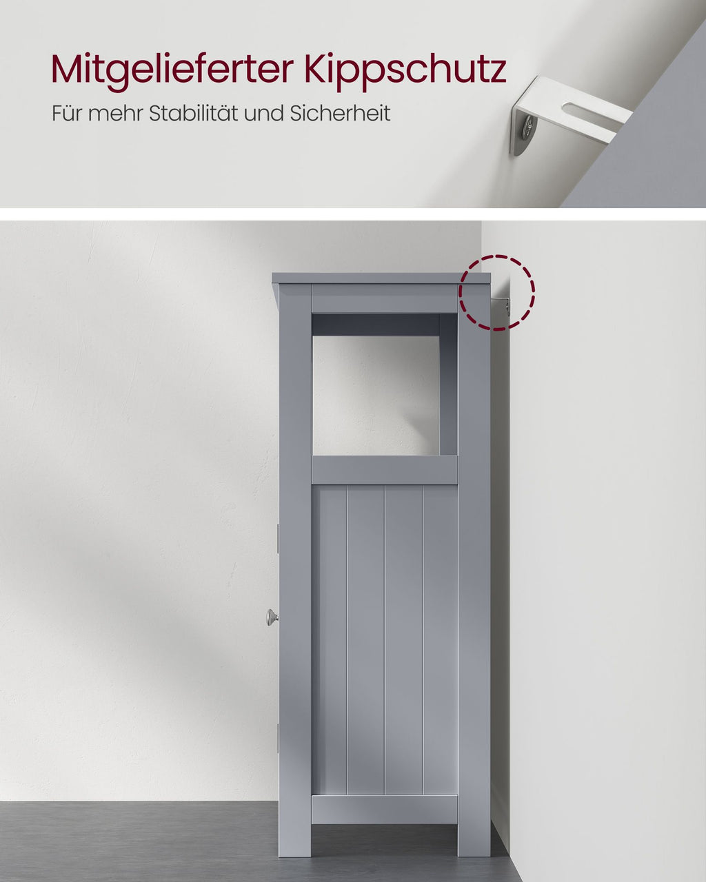 Badezimmerschrank mit offenem Fach und 2 Türen