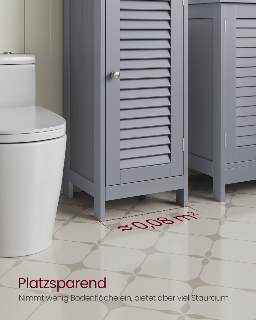 Badezimmerschrank schmal mit Schublade und Lamellentür