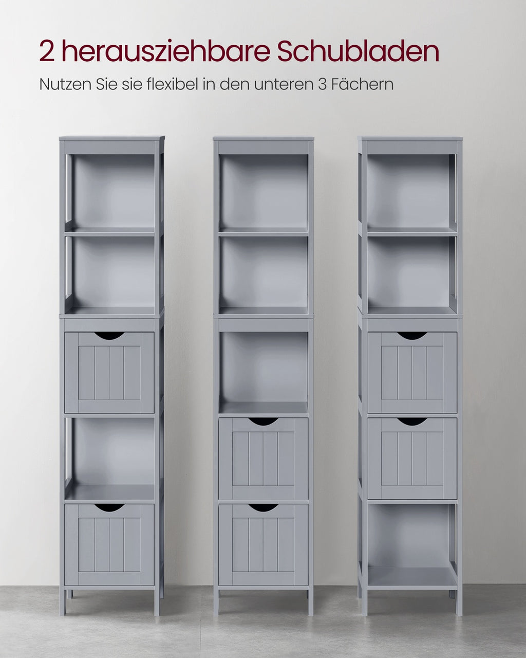 Hochschrank Badezimmer schmal stehend taubengrau