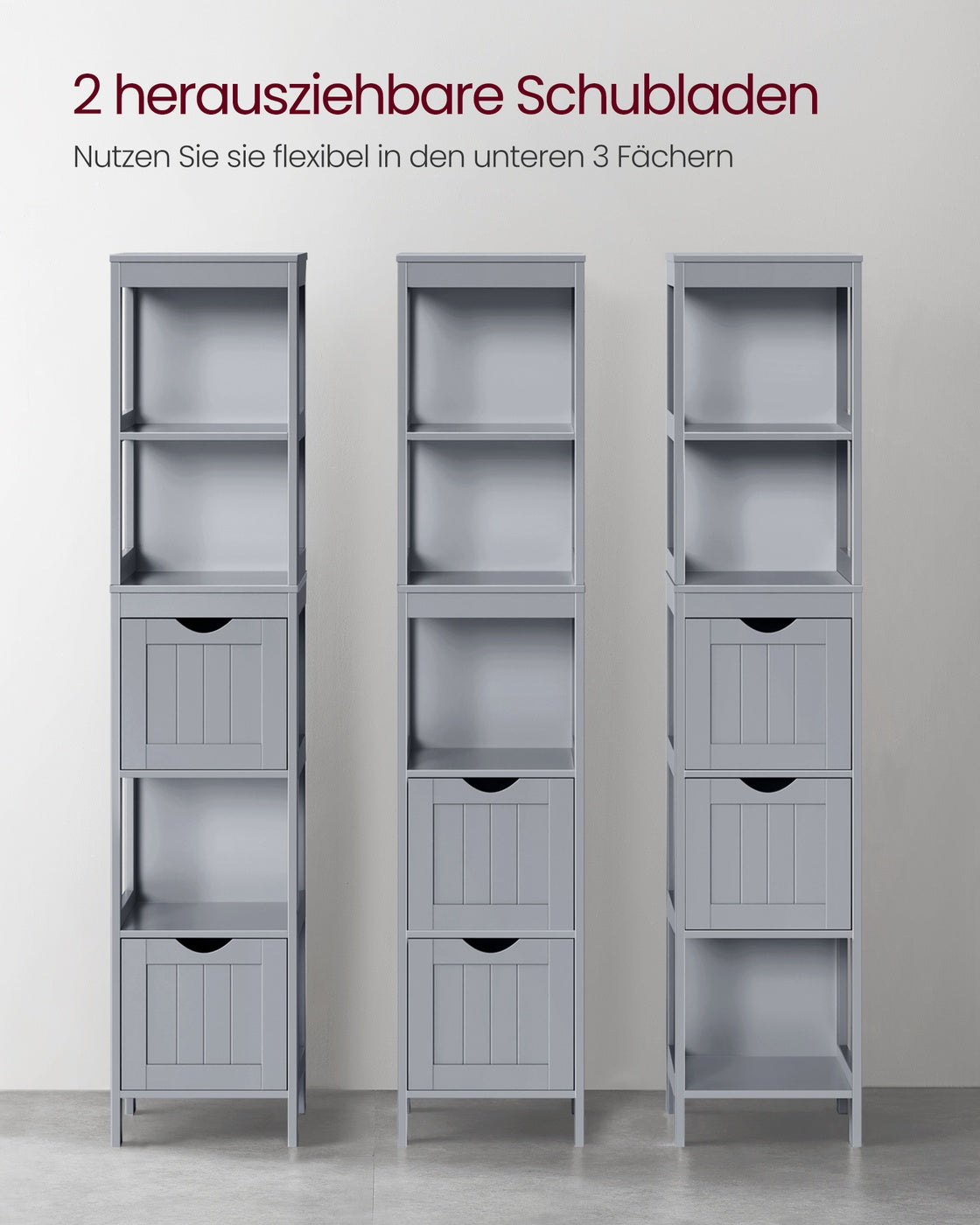 Hochschrank Badezimmer schmal stehend taubengrau