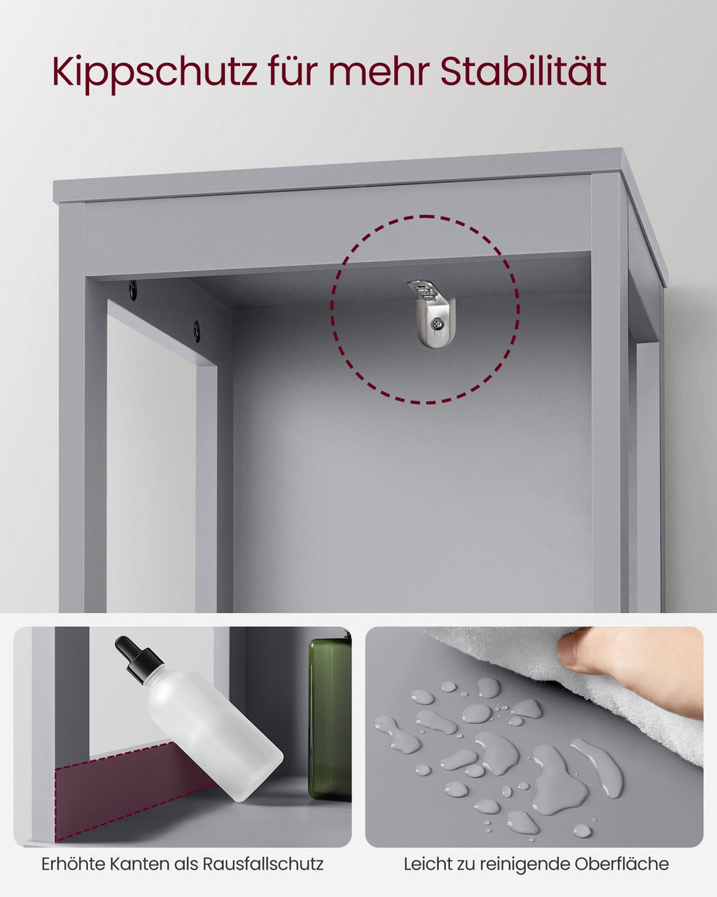 Hochschrank Badezimmer schmal stehend taubengrau