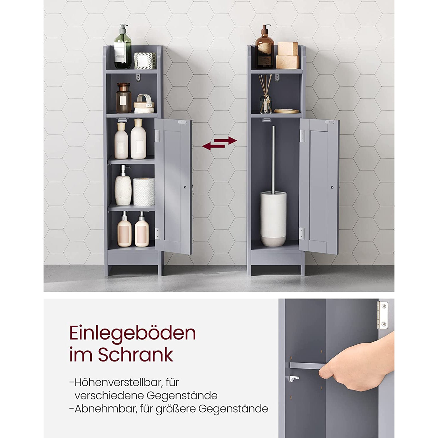 Badezimmerschrank schmal mit Tür