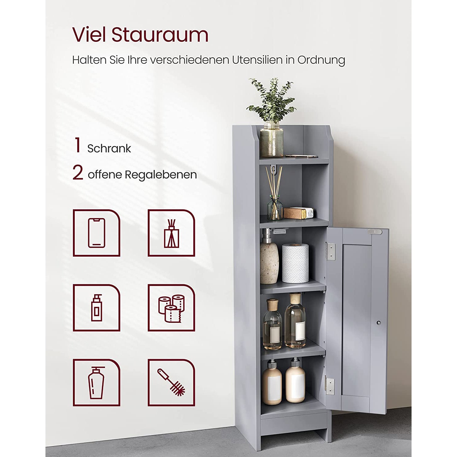Badezimmerschrank schmal mit Tür