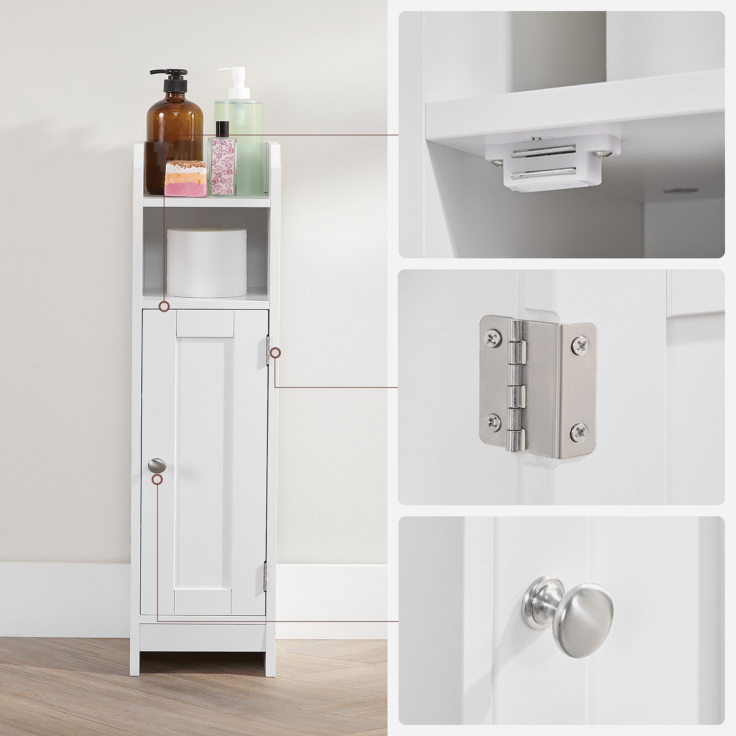 Schmaler Badezimmerschrank mit Tür