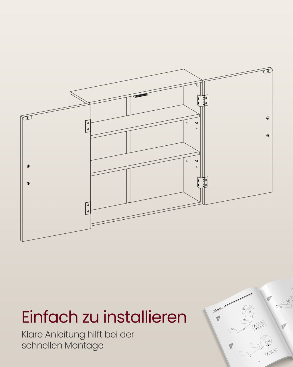 Badezimmerschrank mit verstellbaren Ablagen wandmontiert