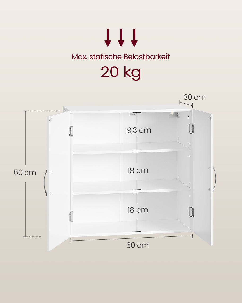 Badezimmerschrank mit Ablagen 30 x 60 x 60 cm