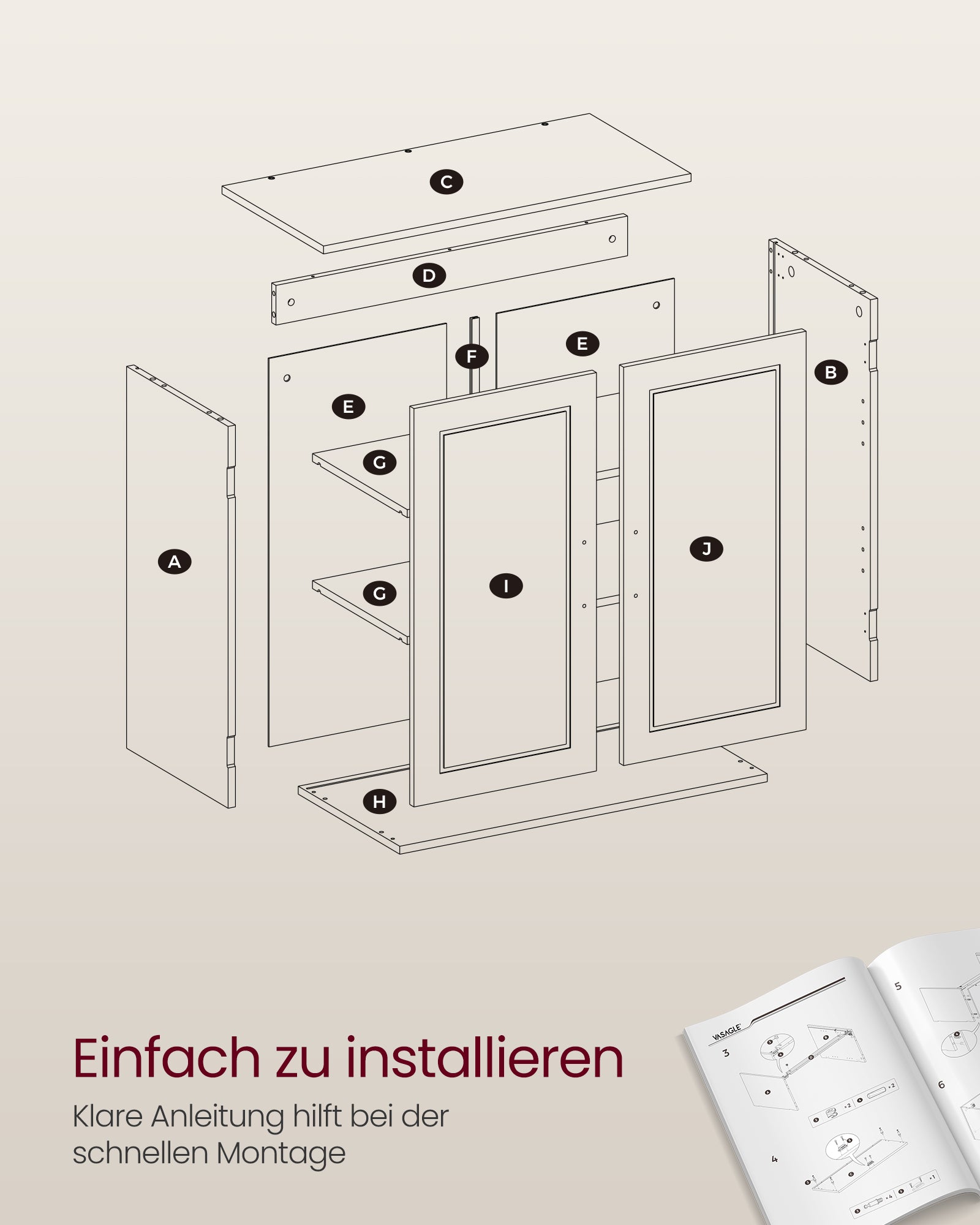 Badezimmerschrank mit Ablagen 30 x 60 x 60 cm